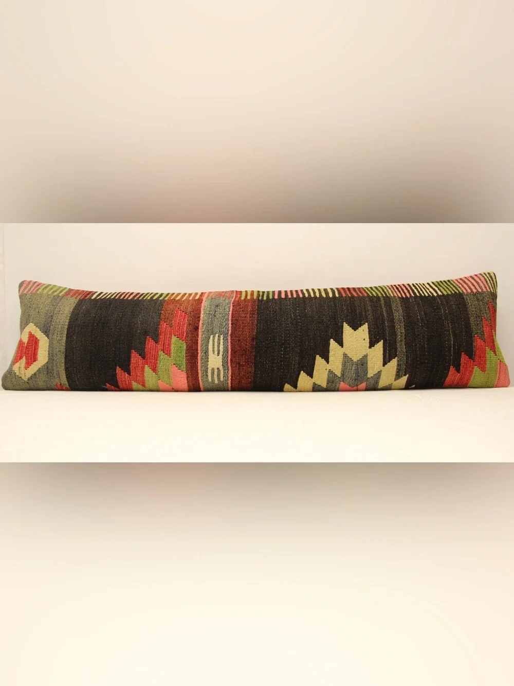 Handwoven Multicolor Kilim Lumbar Body Pillow-cover Cover Only